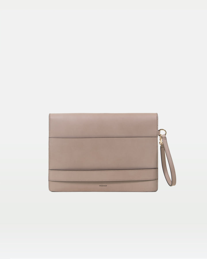 MODHER Envelope Clutch in Argilla vegetable tanned leather#color_argilla