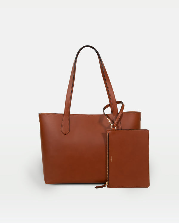 MODHER tote bag in Brown vegetable tanned Italian leather#color_golden-brown