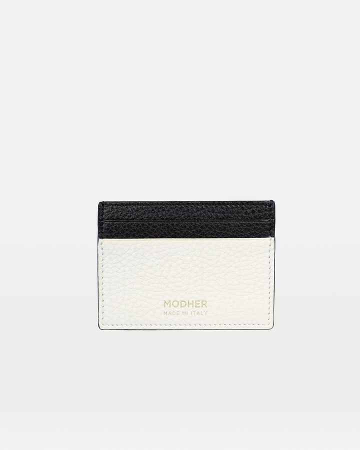 MODHER Leather credit card holder#color_white-and-black