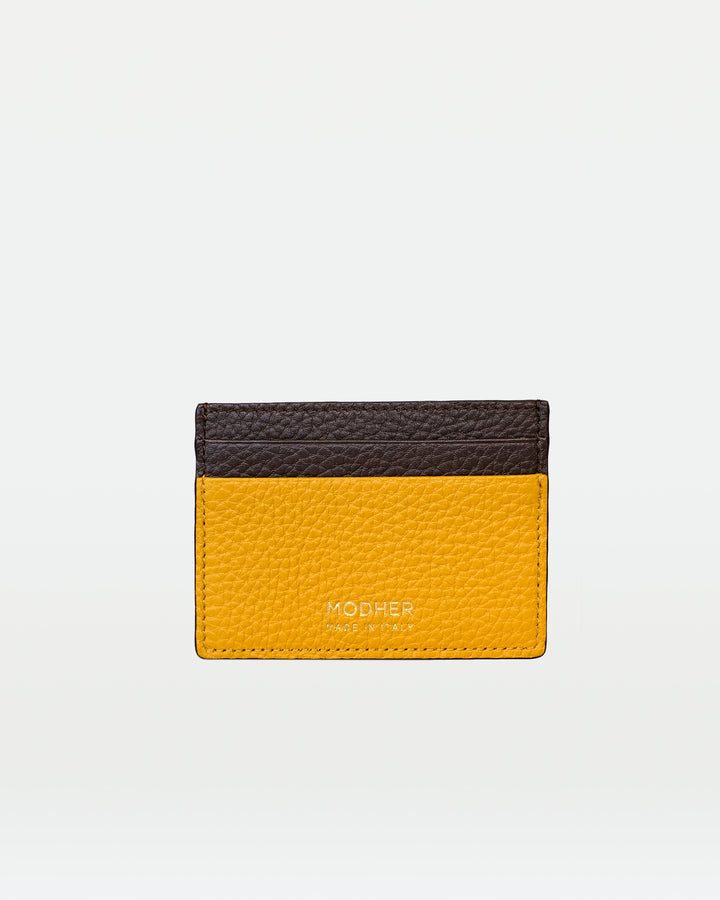 MODHER Leather credit card holder#color_yellow-and-brown