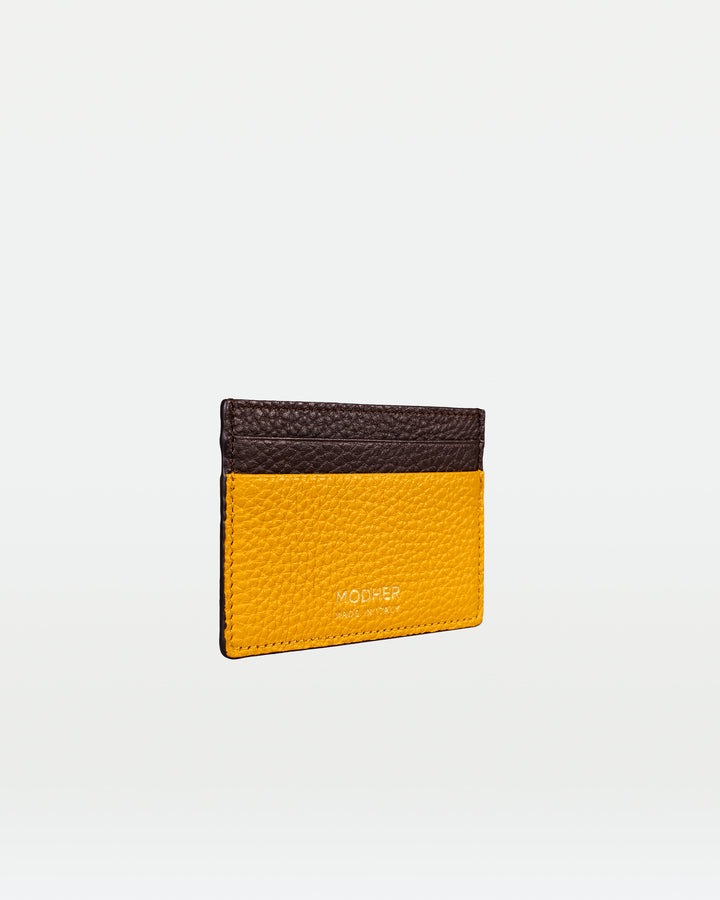 MODHER Leather credit card holder#color_yellow-and-brown